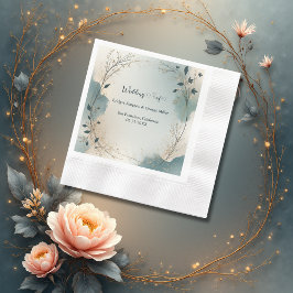 Dusty Blue Beige Boho Chic foliage wreath Wedding Serviette