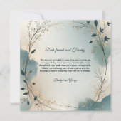 Dusty Blue Beige Boho foliage wreath Wedding photo Dankeskarte (Vorderseite)