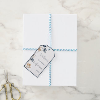 Dusty Blue Beige Botanical Modern Elegant Wedding Geschenkanhänger