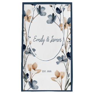Dusty Blue Beige Botanical Modern Elegant Wedding Kleine Geschenktüte