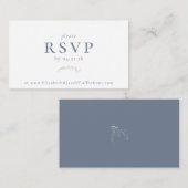Dusty Blue Berries and Blätter Wedding RSVP Card Begleitkarte (Vorne/Hinten)