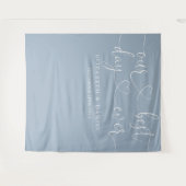 Dusty Blue Best Day Ever Heart Script Wedding Wandteppich (Vorderseite (Horizontal))