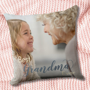 Dusty Blue Best Oma Ever Heart Throw Kissen
