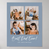 Dusty Blue Best Vater je vier Foto Poster (Vorne)