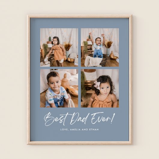Dusty Blue Best Vater je vier Foto Poster