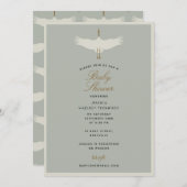 Dusty Blue Birds Swans Art Deco Baby Dusche Einladung (Vorne/Hinten)