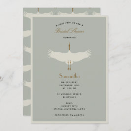 Dusty Blue Birds Swans Art Deco Brautparty Einladung