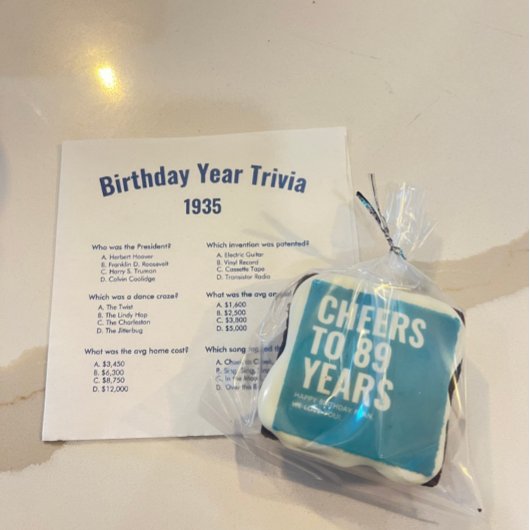 Dusty Blue Birthday Year Trivia Game Party Napkins Serviette