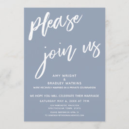Dusty Blue Bitte treten Sie uns nach der Hochzeit  Einladung