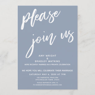 Dusty Blue Bitte treten Sie uns nach der Hochzeit  Einladung