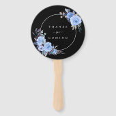 Dusty Blue & Black Floral Wedding Vielen Dank Fächer (Rückseite)