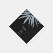 Dusty Blue Black Palm Leaf Beach Tropical Wedding Serviette (Ecke)