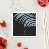 Dusty Blue Black Tropical Palm Blätter Hochzeit Serviette (Beispiel)