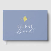 Dusty Blue | Bläserne Monogramm-Hochzeit Gästebuch (Vorderseite)