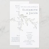 Dusty Blue Blätter and Berries Wedding Program (Vorne/Hinten)