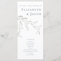 Dusty Blue Blätter and Berries Wedding Program