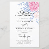 Dusty Blue Blätter Blush Pink Rose Hochzeitfeier (Vorderseite)