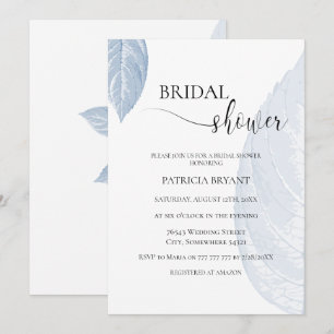 Dusty blue Blätter Bridal Dusche Einladung