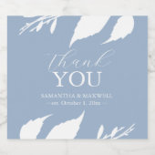 Dusty Blue Blätter Champagne Wedding Stickers Schaumweinetikett (Einzelnes Label)