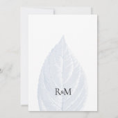 Dusty Blue Blätter Hochzeitseinladung Einladung (Rückseite)