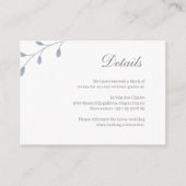 Dusty Blue Blätter Minimalistisch Wedding Hotel De Begleitkarte (Vorderseite)