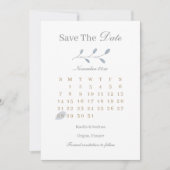 Dusty Blue Blätter Save the Date Hochzeit Minimali Einladung (Vorderseite)