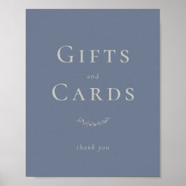 Dusty Blue Blätter und Berries Card und Gift Sign Poster