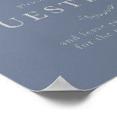 Dusty Blue Blätter und Berries Gästebuchszeichen Poster (Ecke)