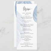 Dusty Blue Blätter Wedding Menu Menükarte (Vorne/Hinten)