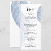 Dusty Blue Blätter Wedding Menu