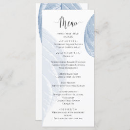 Dusty Blue Blätter Wedding Menu Menükarte
