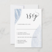 Dusty blue Blätter Wedding RSVP card (Vorderseite)