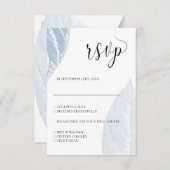 Dusty blue Blätter Wedding RSVP card (Vorne/Hinten)