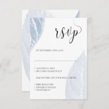 Dusty blue Blätter Wedding RSVP card