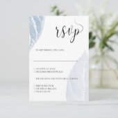 Dusty blue Blätter Wedding RSVP card Karte (Stehend Vorderseite)