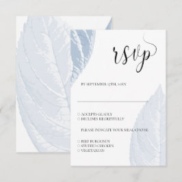 Dusty blue Blätter Wedding RSVP card Karte