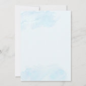 Dusty Blue Bloral Spanische Taufe Einladung (Rückseite)