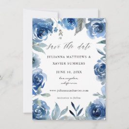 Dusty Blue & Blue Floral Save The Date