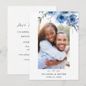 Dusty Blue & Blue Floral Save the Date Foto 2 (Vorne/Hinten)