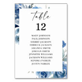 Dusty Blue & Blue Floral Tischnummer Seekarte (Rückseite)