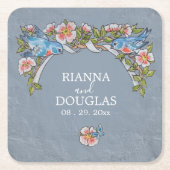 Dusty Blue Bluebird Rustikale Hochzeit Rechteckiger Pappuntersetzer (Vorderseite)