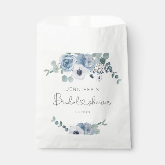 Dusty Blue Blues Brautparty Geschenktütchen (Vorderseite)