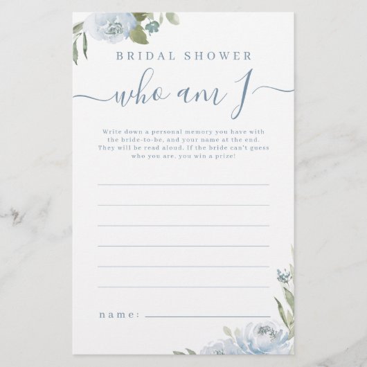 Dusty Blue Blues, der ich Brautparty-Spiel bin (Vorderseite)