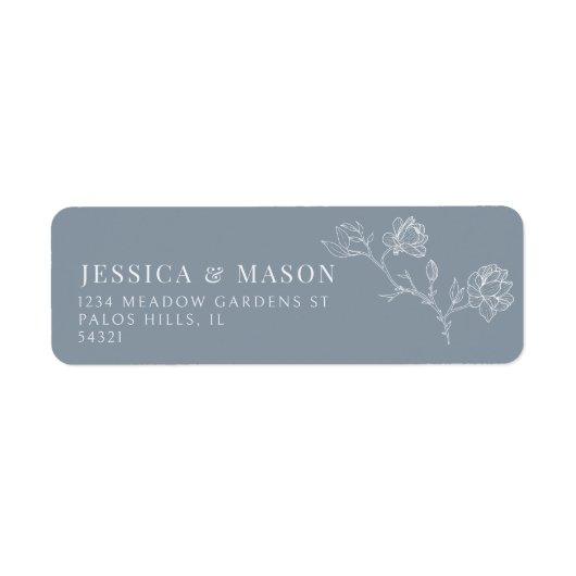 Dusty Blue Blues elegante Rücksendeadressen-Aufkle (Vorne)