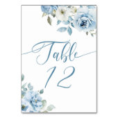 Dusty Blue Blues elegantes Brautparty Tischnummer (Rückseite)
