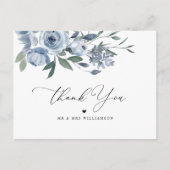 Dusty Blue Blues Hochzeit Dankeschön Karte (Vorderseite)