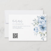 Dusty Blue Blues Hochzeit QR Code RSVP Karte (Vorderseite)