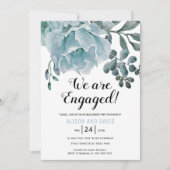 Dusty Blue Blues Hochzeitsfeier Einladung (Vorderseite)