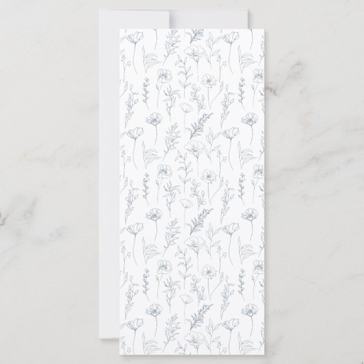 Dusty Blue Blues Klassik Boho Hochzeitsmenü (Rückseite)