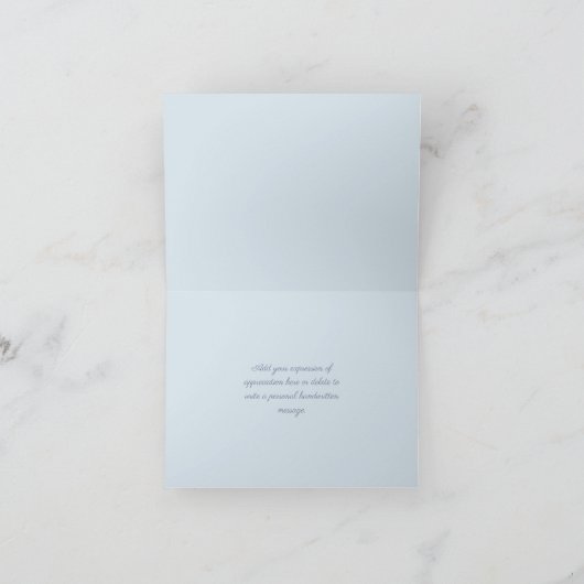 Dusty Blue Blüh Wedding Vielen Dank Dankeskarte (Innenseite)